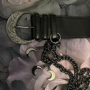 Killstar SOLD OUT Black Belt with Silver Moon Chains - NEW IN PACKAGING!